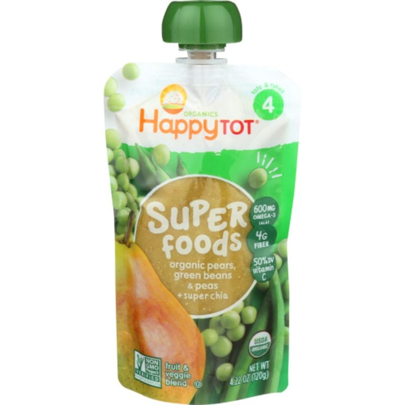 HappyTot® Super Foods Organic Pears Green Beans & Peas Baby Food