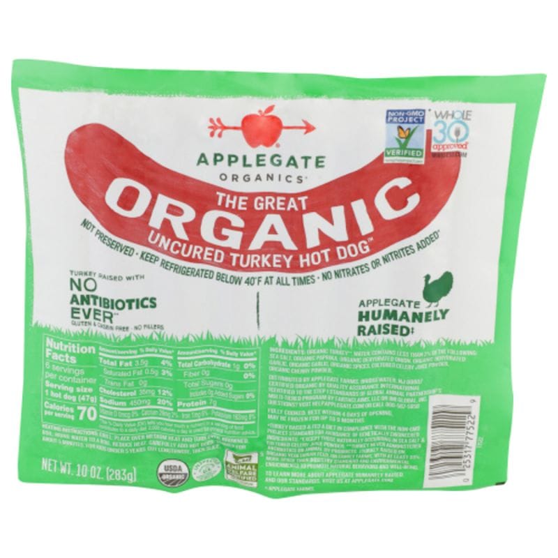 Products - Hot Dogs - The Great Organic Turkey Hot Dog - Applegate