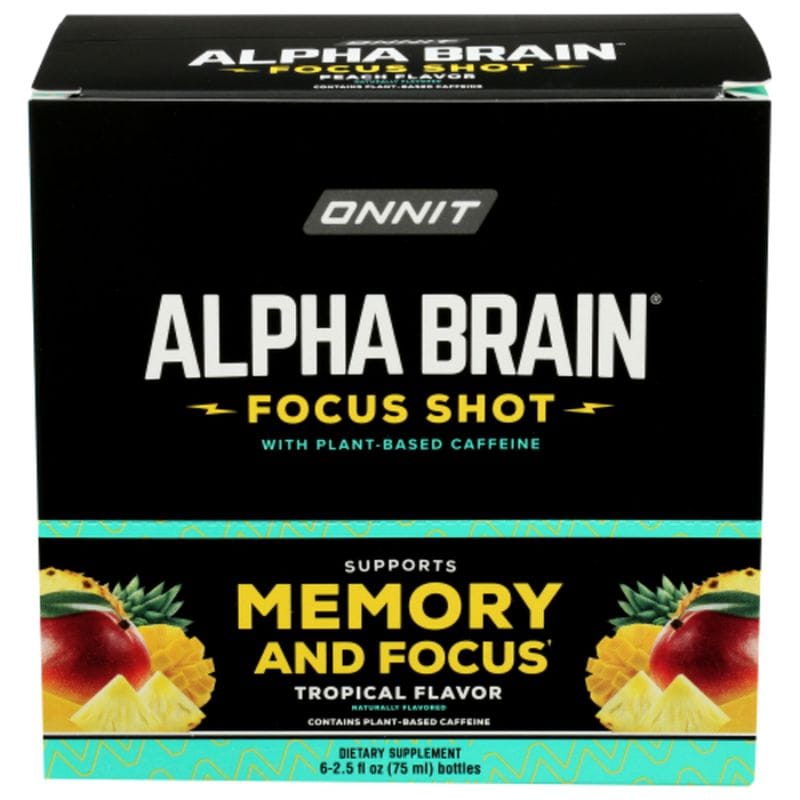 Onnit Alpha Brain Focus Shot, Peach Flavor - 6 pack, 2.5 fl oz bottles