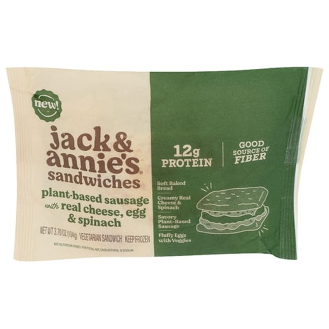 Vegetarian Breakfast Sandwich With Egg, Cheese & Plant-based Sausage - Jack  & Annie's