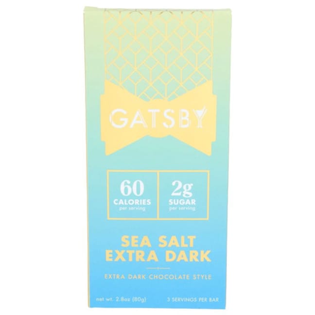 Gatsby Sea Salt Extra Dark Chocolate Bars, Low-Sugar, Dairy-Free 2.8 oz